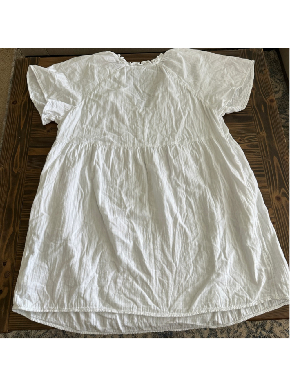 Old Navy Maternity Dress Womens XXL White Smocked Mini Peasant Boho - Picture 4 of 10